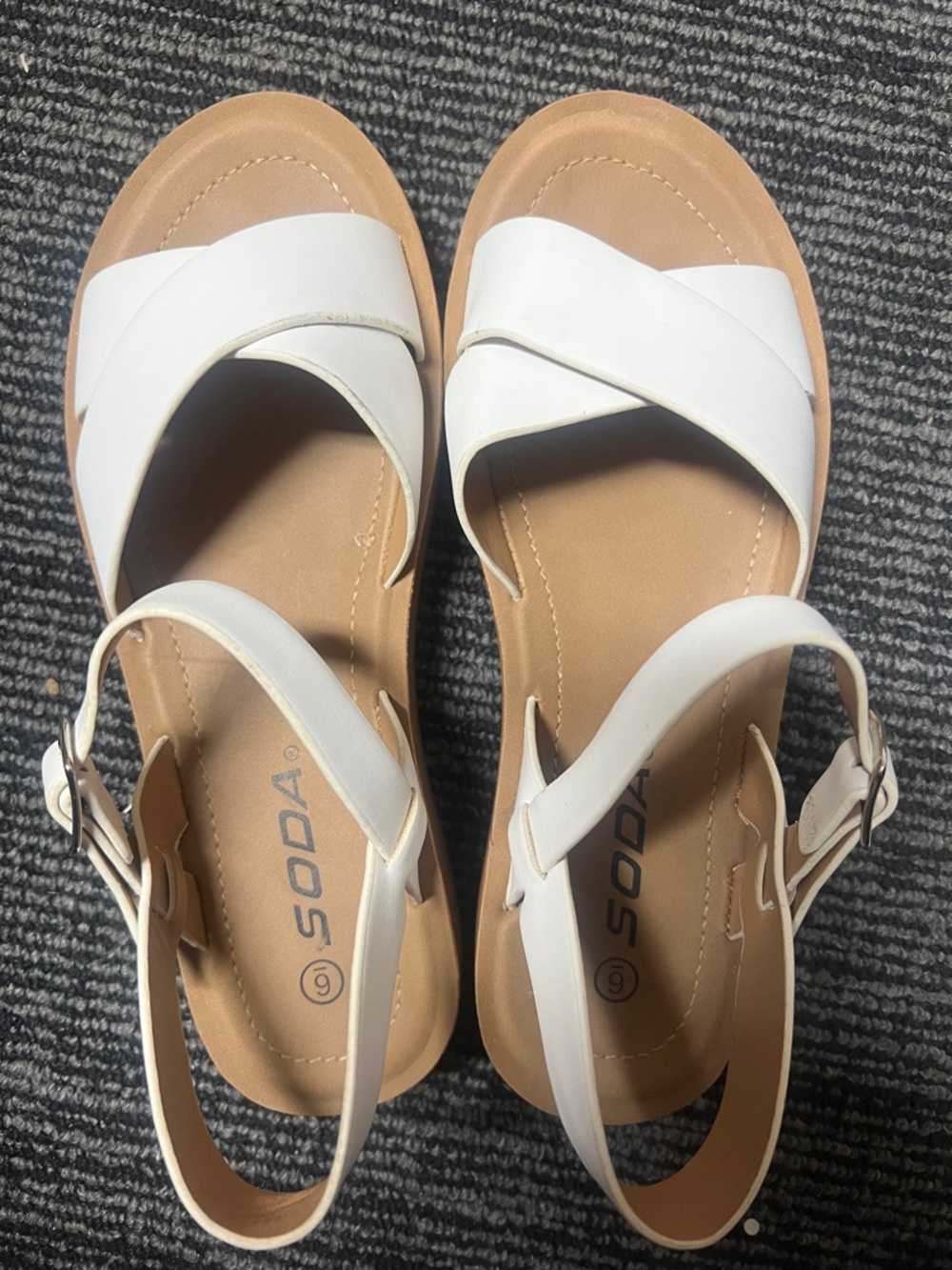 Soda White Crisscross Slingback Sandals
